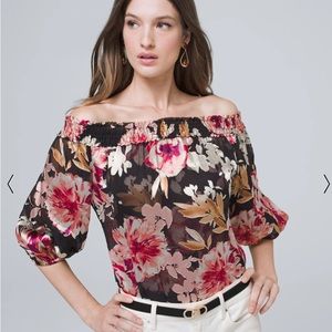 NWT WHBM Floral Off-the-Shoulder Top